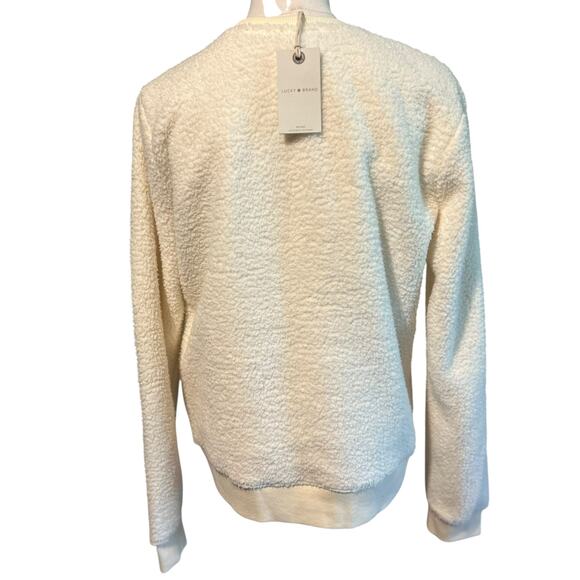 Lucky Brand Cream Fleece Sherpa Top NWT SZ Med Long Sleeves Minimalist Lagenlook - Picture 6 of 8